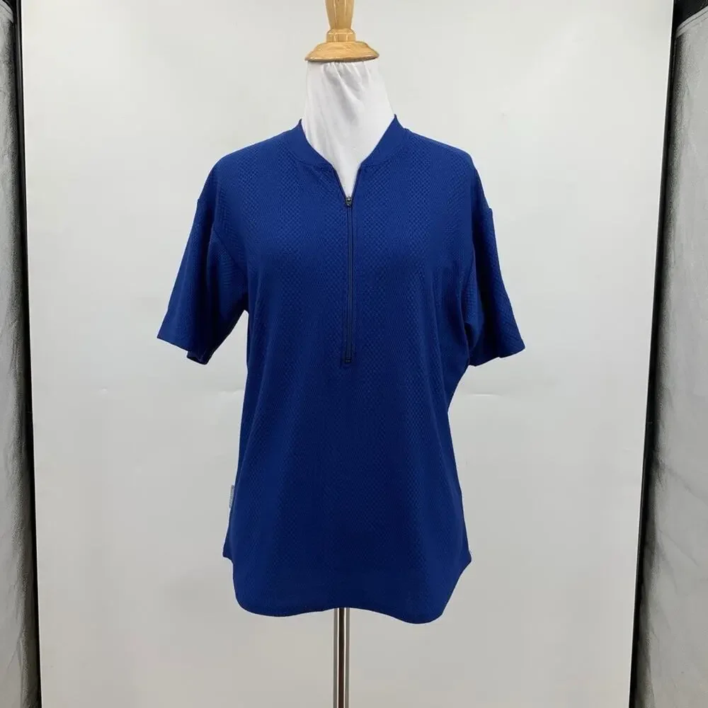 Vintage Nike Shirt‎ Womens S Small Harbor Dri Fit Short Sleeve 1/4 Zip Textured
